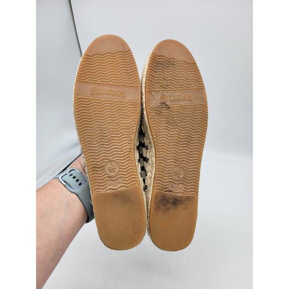 Soludos Size 6.5 Classic Slip On Flat Shoes Blue Stripe Espadrille Sole - Picture 4 of 7